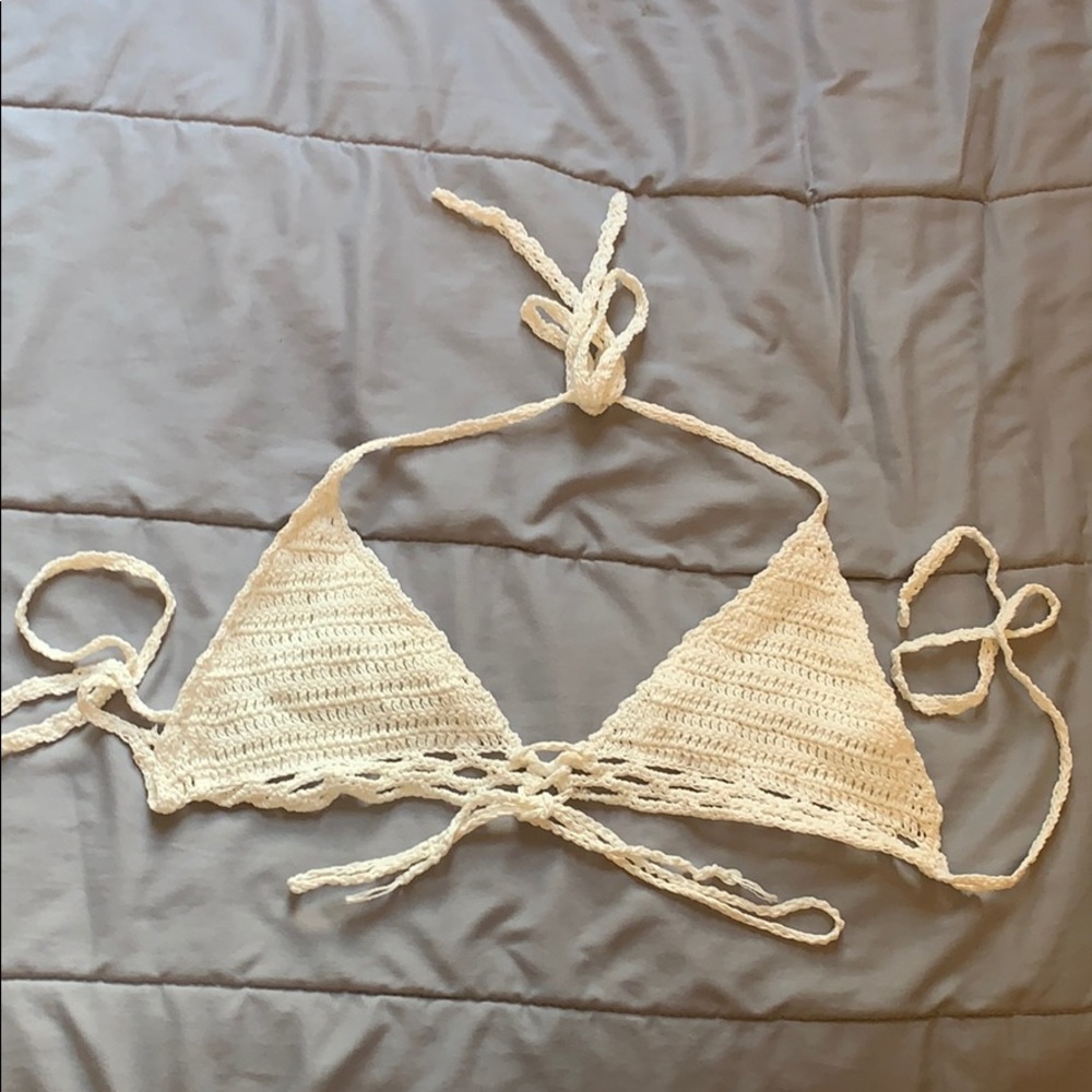 Cream lace bikini top
